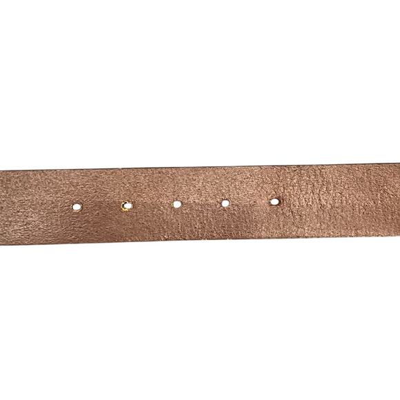 90s Y2k Boho Brown Genuine Leather Tooled Floral Design Belt Women Large 33"-37" - Picture 6 of 8